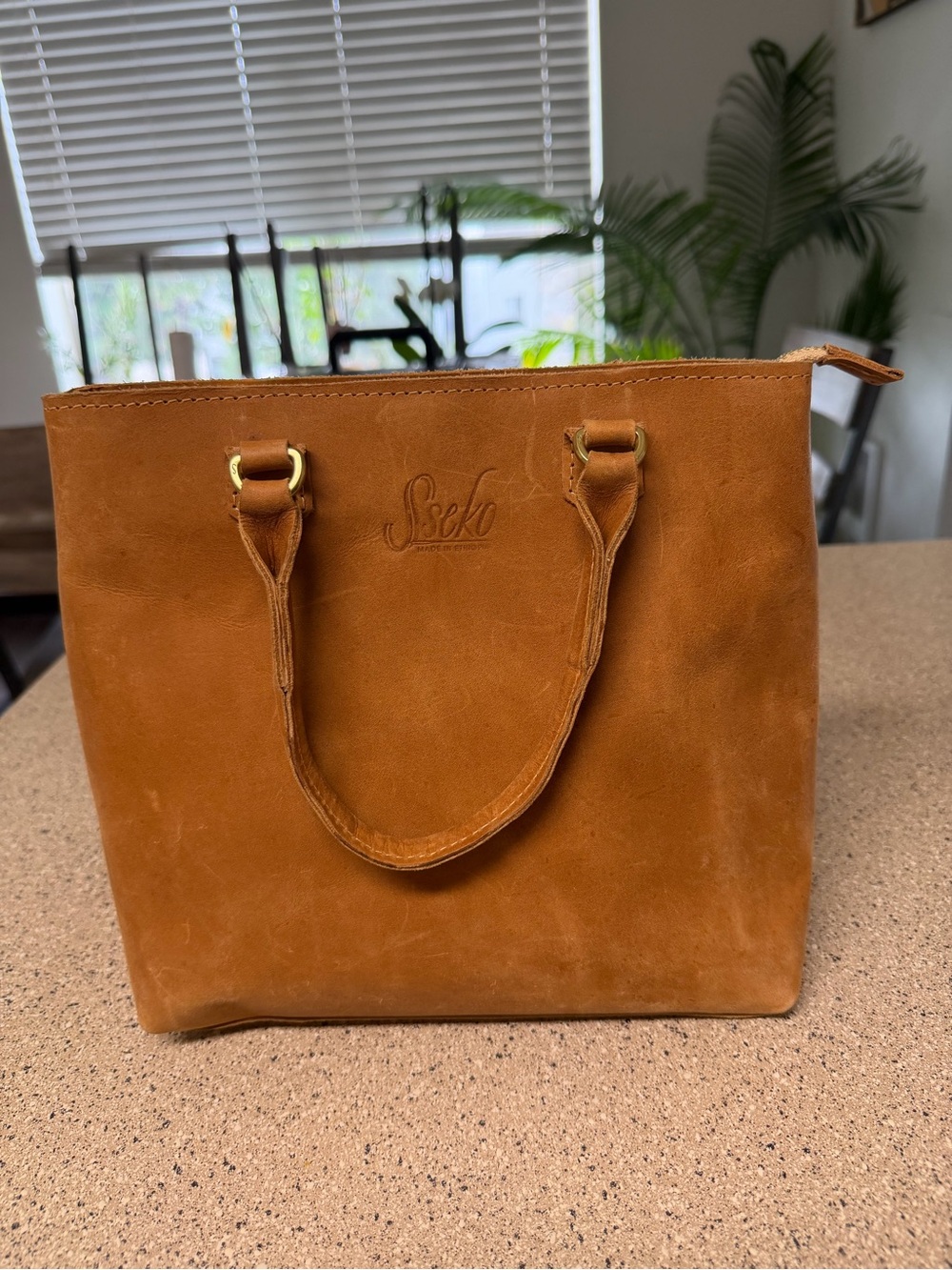 Sseko Cognac Leather Tote